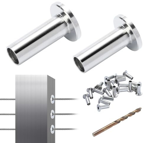 VEVOR manicotti protettivi in ​​acciaio inox T316 per ringhiera per cavi in ​​fune metallica da 5/32 3/16, balaustra fai-da-te T316 di grado marino, argento