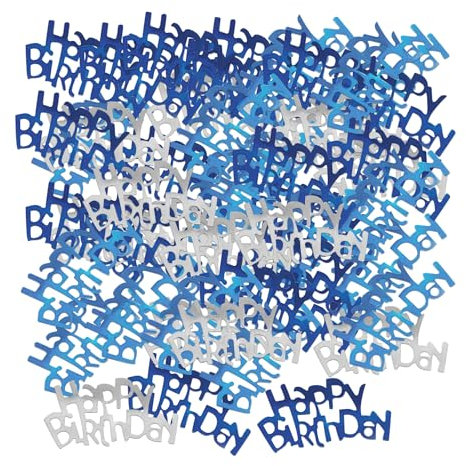 2 coriandoli di compleanno blu da 30 g, decorazioni per spargere di compleanno, coriandoli per decorare la tavola (blu scuro, azzurro, argento).