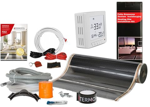 Termofol Calefacción eléctrica por suelo radiante con lámina calefactora 230V con termostato H2 - Potencia 140 W/m² - Superficie 14m² - Juego completo de calefacción eléctrica para suelo, pared o