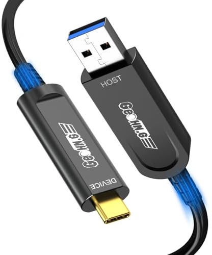 USB A auf USB C Glasfaserkabel 5M, 10Gbps Glasfaser USB 3.2 Gen2 Kabel mit German SiliconLine Chip, Fernübertragung für Machine Vision, Logitech 4K Kamera, VR/AR, Videokonferenz und Industrie-Systeme