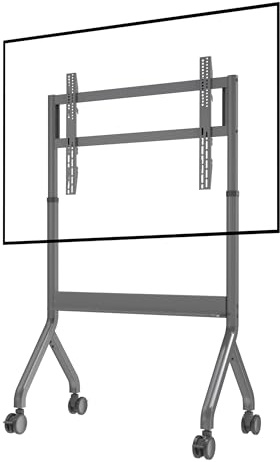 NB Ergonomic Mobile TV Cart on Wheels for Max 90 Inch Screen - TV Stand Load up to 68 kg | Height Adjustable, Silent Scroll Wheel | VESA 200x200 to 900x600 mm (P150-G)