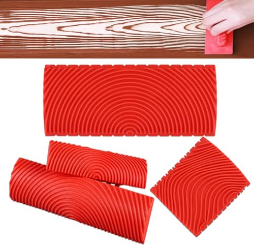Kit di strumenti premium DIQQHI da 4 pezzi per venature del legno, pennelli e rivestimenti in finto legno naturale, ideale per pareti fai da te, decorazioni per mobili e stili di case rustiche.