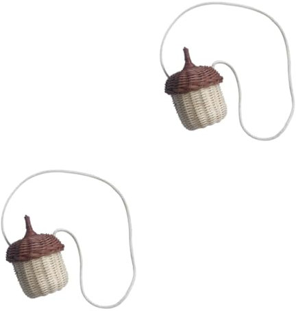 GALPADA 2stücke Rattan Woven Hanging Basket Für Mini Acorn Umhängetasche Handgefertigt Aus Langlebigem Rattan Als Aufbewahrungskorb Oder Fotorequisite