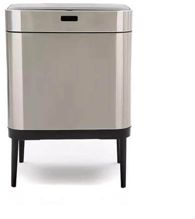 Dh2yjnbf3 Cubo de Basura Sensor Inteligente Bote de Basura clasificado Cocina Gran Capacidad Hogar Acero Inoxidable Luz Oficina de Lujo Sala de Estar Pies Altos Papelera Baño(Silver)