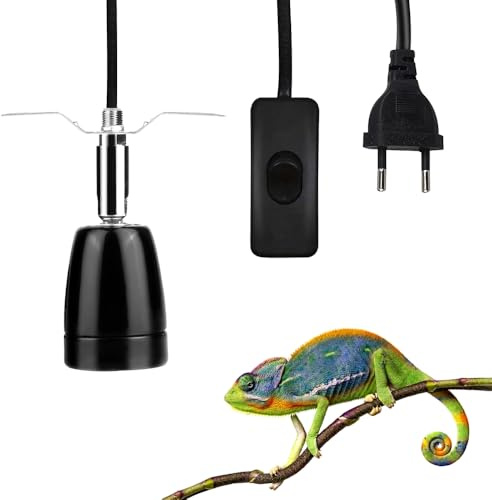 Udbrud Portalámparas de calefacción, Lámpara para Tortuga con Interruptor Portalámparas E27 para Reptil Lámpara de Calor de cerámica de 360 Grados para Mascotas, Lagarto Tortuga, Reptil