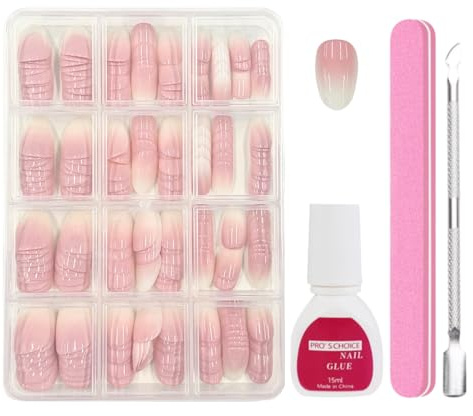Falsche Nägel Tips Set - 240 Stück Französisch Falsche Nägel Zum Aufkleben - Künstliche Nägel Kurz Quadrat Nail Art Manicure Fake Nails für Damen und Frauen (Oval Gradient 06)