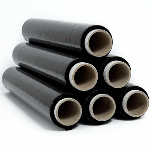 6 Rollen Stretchfolie Palettenfolie Verpackungsfolie Umzugsfolie Palettenfolie Handfolie 23my 2,5kg/50 cm schwarz