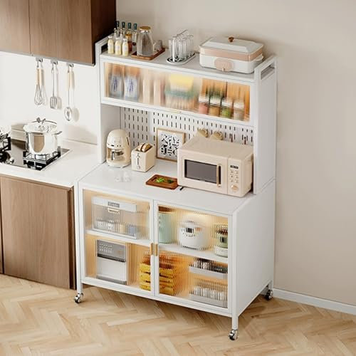 LKPMGOA Küchenschrank mit Arbeitsplatte, Küchenbuffet Vitrinenschrank, Allzweckregal für Küchen, Geräumiger Operationstisch(White,60cm)
