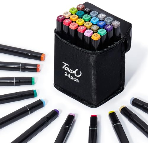 Hopesky Set di 24 pennarelli a base di alcol a doppia punta per adulti, pennarelli permanenti per disegni artistici