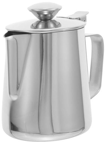 NUOBESTY Pichet à Lait Mousseur Acier Inoxydable Avec Couvercle Tasse à Latte Art Sécurisée Et Résistante Pour Maison Et Café Professionnel