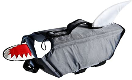 Happyyami Traje de baño para Mascotas Piscinas para Perros Piscina para Perros pequeño Chaleco Accesorios de natación para Suministros para Mascotas Nailon Resistente al Agua Grey