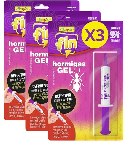 FLOWER x3 Insecticida Anti Hormigas Formato Jeringa 10 gr | Jeringuilla Antihormigas Eficaz Elimina a Toda La Colonia | Gel Atrayante y Duradero | Interior y Exterior | Aplicación Segura y Sencilla