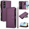 For Sony Xperia 1 VII 2025 Zip Case 9 Card Slots with Wrist Strap Shockproof Premium Leather Flip Wallet Handbag Zipper Phone Purse Stand Magnetic Closure Cover for Sony Xperia 1 VII 2025 Purple