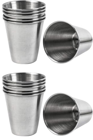 Stainless Steel Mini Shot Cups,Set of 10,1 Ounce Whiskey Shot Glass Espresso Shot Cup Barware Drinking Vessel for Home Bar Travel Party (30ml)