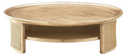 Moderno tavolino rotondo in legno con contenitore, design a basso profilo, facile da montare, ideale per soggiorno, camera da letto, casa, ufficio, elegante centrotavola per qualsiasi spazio