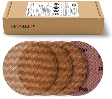 GEOGIEEW 45 Stück Schleifgitter 150mm Klett - Schleifpapier Rund Netz Körnung 60, Verschleißfest & Verstopfungsresistent, Staubfrei, Ideal für DIYer & Profis, für Holz, Metall & mehr
