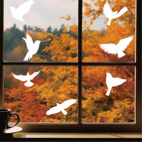 Anti-Collision Large-Size White Bird Shape Window Stickers - Prevent Bird Strikes Double-Sides Window Stickers Decals for Glass Windows & Doors 16 Pieces in Total