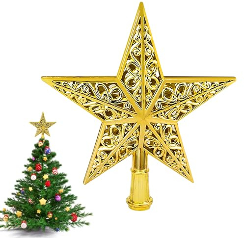 Weihnachtsbaumspitze Stern, Christbaumspitze Glitzernde, Tannenbaumspitze für allgemeine Größe Baumspitze, Gold