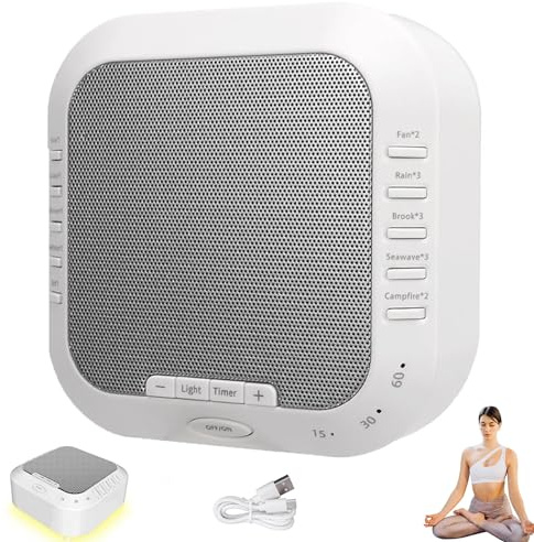 Ora Sound Machine Solfeggio Frequencies, Portable White Noise Sound Machine, 28 Soothing Sounds,Three Timing Modes, 3 Color Soft Night Light,for Yoga, Rest,Thinking,Writing (1Pcs, 1)