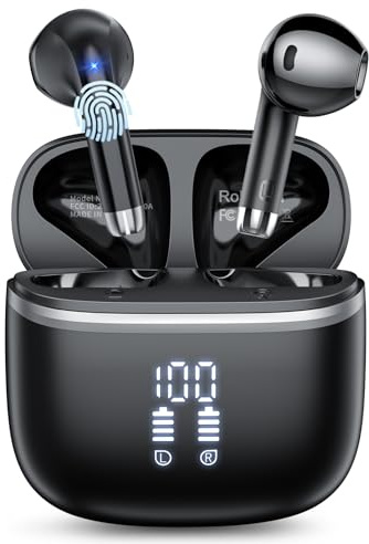 HOIFA Bluetooth Kopfhörer, Kopfhörer Kabellos Bluetooth 5.4 mit 4 ENC Noise Cancelling Mic, 40H Spielzeit mit LED, In Ear Kopfhörer HiFi Stereo, IPX7 wasserdichte Ohrhörer für Studium/Arbeit/Freizeit