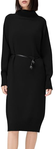 Beauty Women Abito Maglione Donna Collo Alto Invernale con Cintura o Cordino | Vestito Maglia Morbido Maniche Lunghe | Elegante Casual | 5 Colori | S/M - L/XL