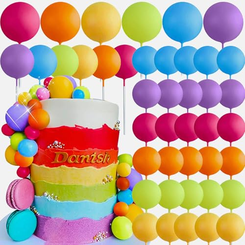 Rainbow Cake Toppers Multicolour Balls Colorful Balls for Cake Decorating | Multicolour Balls Decorations for Wedding Baby Shower Birthday Party Supplies