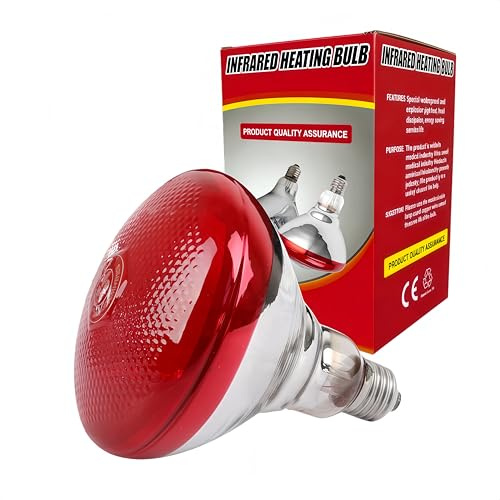PetFizz 250W Infrarotlampe Wärmelampe für Hühnerstall, R125 Rotlichtlampe Wärmelampe für Hühner, E27 Reptilien Terrarium Lampe für Reptilien Tiere, Hühnerfarmen, Säugetiere, Geflügel(Rot)