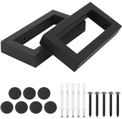 2 Pcs Heavy‑Duty Metal Coffee Table Legs, Industrial DIY Furniture Feet | Rectangular furniture legs, for dining table, breakfast bar, desk, sofa, cabinet, bench, L20cm x H10cm, black 20cm/7.87in