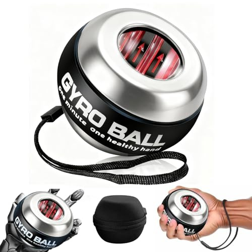 2026 Ny Curaball handtränare, gyroboll handledstränare, metall hand- och underarmsförstärkare med LED-lampor, gyroskopisk boll, vridmomentboll, powerball för starkare armar, handleder och fingrar (med