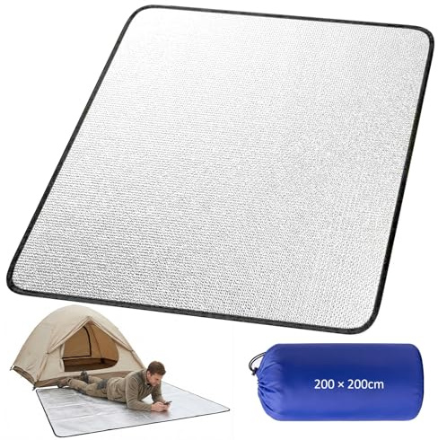 Alu Isomatte Schaummatten Schlafmatte,200x200cm Isomatte Camping | Leicht und Tragbar, Thermomatte Isolierdecke Faltbare Zeltmatte Bodenmatte für Picknicks und Camping
