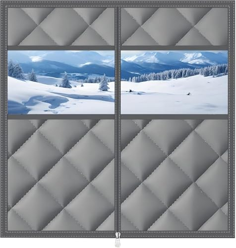 Kit d'isolation for fenêtres (30, 39, 47, 56, 63, 79) - Rideaux thermiques visibles for l'hiver - Couverture isolante for fenêtres(Gray,35x55in/90x140cm)