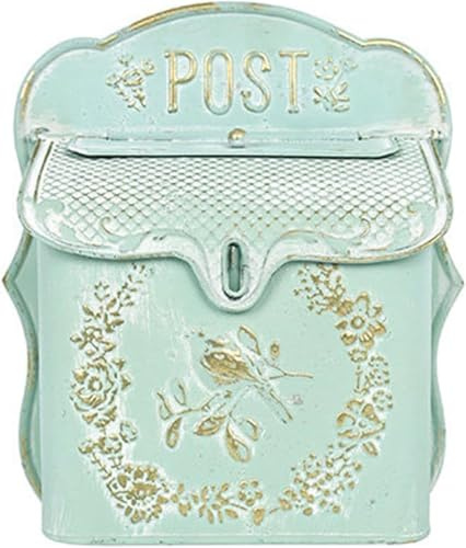TentHome Boîte aux Lettres Murale en Fer Vintage Originale Petite, Boîte à Lettre Métal Design Retro Extérieur, Décoration pour Jardin Extérieur, Maison, Mariage, Anniversaire (Vert Vieilli)