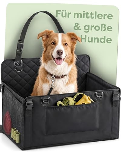 Knupis Siège Auto pour Grand Chien – Panier Chien Voiture – 5 Poches Laisse | Parois renforcées, déperlant et résistant aux rayures, 4 sangles de fixation, dessous antidérapant, stable