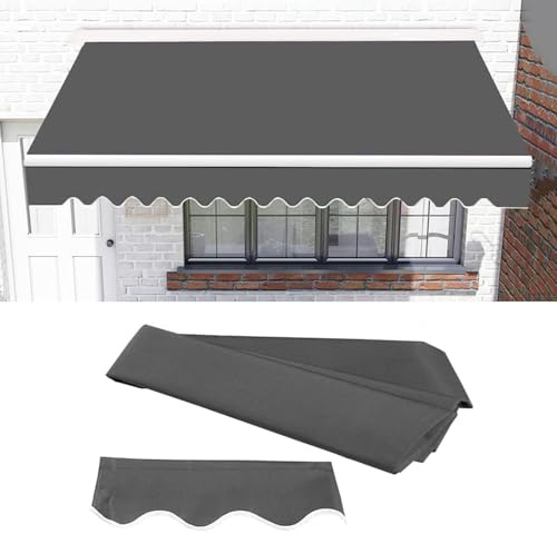 Manuell infällbar uteplatsmarkis – vattentätt solskydd utomhus med UV-skydd för gården – mörkgrått tyg (storlek: 175 cm x 299 cm) – förbättrar komforten och stilen utomhus