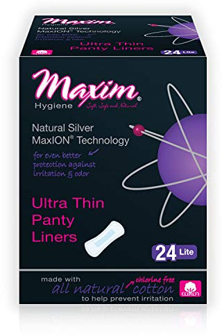 Maxim Hygiene Products, Ultra Thin Panty Liners, Natural Silver MaxION Technology, Lite, 24 Panty Liners