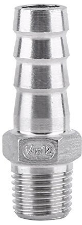 Walfront SS304 Raccordo Tubo Filettato Maschio Connettore Bobina Tubo Flessibile in Acciaio Inossidabile (1/4 * 12mm)