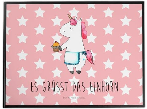 Mr. & Mrs. Panda Schreibunterlage Einhorn Muffin - Geschenk, Glückwünsche, Schreibtisch Unterlagen, Unicorn, Backen, schreibtischunterlage, schreibtischmatte, Geburtstag, tischpad