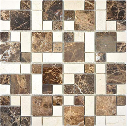Marmor Mosaik Stein emperador dark cremarfil Wand Boden Küche Dusche Bad Fliesenspiegel|WB88-1312|1Matte