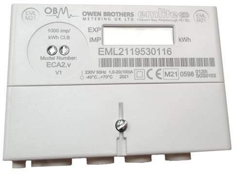 ECA2 - Single Phase 100 Amp Import kWh Electric Meter. MID Certified. Pulsed Output