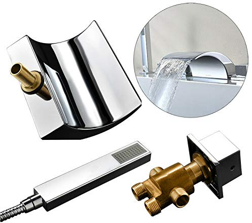 Shower System Bath Tap Contemporary 5 Hole Set Waterfall Bath Tap Hand Shower for Bathroom