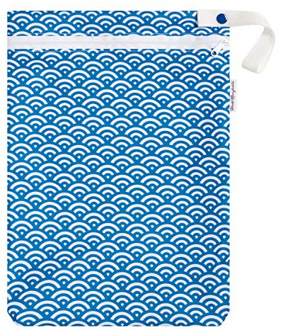 Windelmanufaktur Wetbag, atmungsaktive und wasserabweisende Nasstasche - Made in Germany (klein, japanische Wellen)