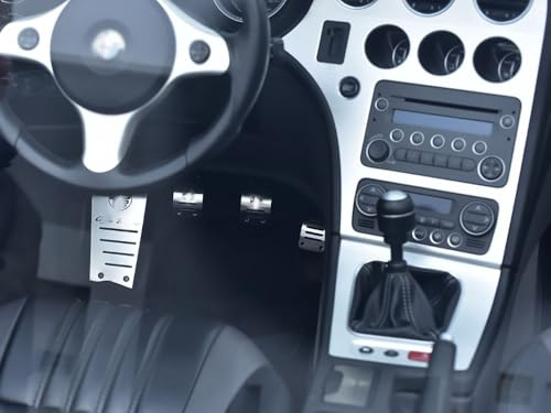 Pedale Set mit Fußstütze Stahlabdeckung für Alfa_Romeo 159 & BRERA & SPIDER (939) - Schaltgetriebe - 4 Stück Ti Design Auto Pedal Pedalkappen Brems Gas Kupplungspedal Fußablage Fußpedal Edelstahl