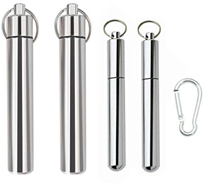 4 paquetes de 2 tamaños de aluminio impermeable portátil palillo de dientes contenedor con gancho