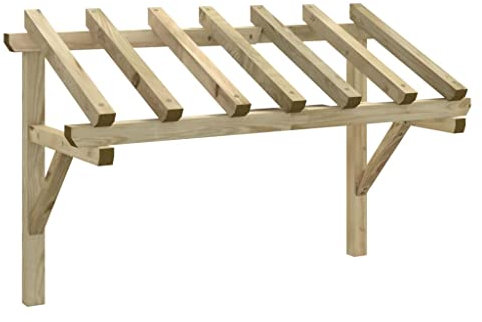 vidaXL Bois de Pin Solide Auvent de Porte Marquise de Porte Entrée Porche Véranda Fenêtre Extérieur Résistant à la Pourriture 200x100x100 cm