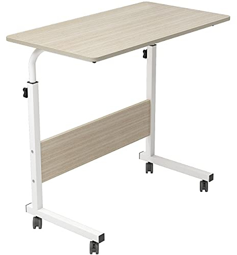 SogesPower Laptop-Tisch Rolltisch Laptopständer Höhenverstellbarer Beistelltisch auf Rollen für Bett und Sofa 80 x 40 cm