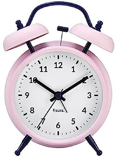 FISURA - Analogwecker ohne Ticken. Wecker mit Led-Nachtlicht. Zifferblatt 9 Zentimeter.11,7x5,5x16. Metall und ABS (Rosa)