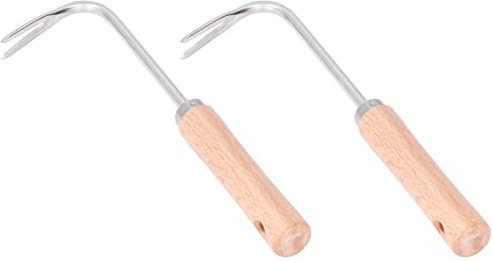 Restokki Herramienta de excavación de 2 Piezas, Herramienta Manual de Acero Inoxidable para escardar jardín con Mango Largo, Extractor de raíces para trasplante de Tierras de Cultivo (263 * 90 mm)