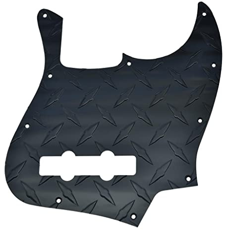 KAISH Premium 10-Loch Metall Diamond Plate Jazz J Bass Pickguard eloxiert Modern Style JB Pickguard für American FD Jazz Bass schwarz
