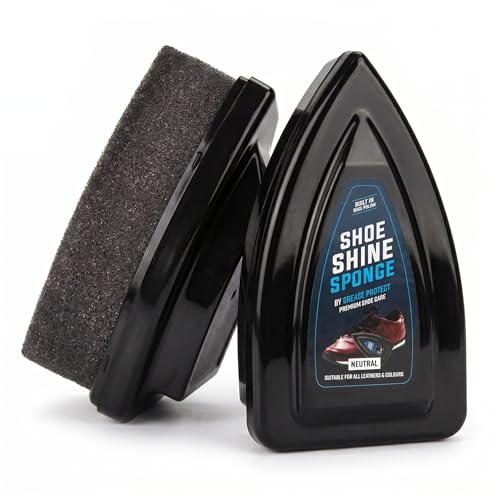 Shoe Shine Sponge - Neutral Shoe Polish Sponge - Suitable For All Leathers & Colours - Natural Leather Conditioner and Restorer - Protects & Cleans & Nourishes Shoes, Sofas, Bags & More