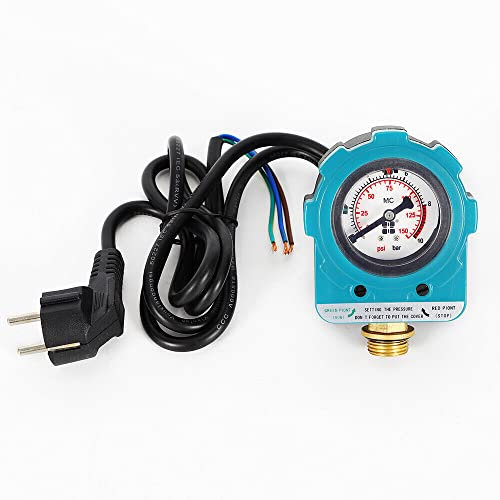 Pumpensteuerung, 220V Digital Pumpensteuerung Pumpenschalter Druckschalter Einstellbar 0-10Bar Wasserpumpenschalter Pumpensteuerung NPT1/2 für Tauchpumpe, Selbstansaugende Pumpe, Strahlpumpe (Blau)